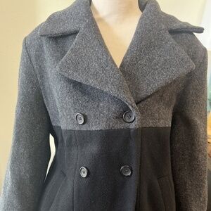 Vintage Kristen Blake 100% Wool Winter Coat Size 10 Black and Gray Button USA